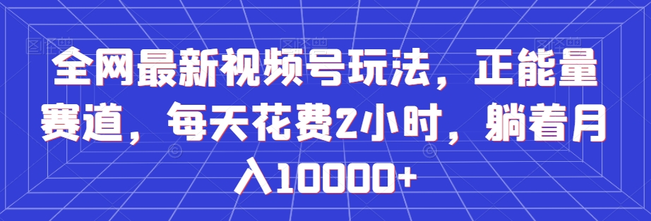 全网最新视频号玩法，正能量赛道，每天花费2小时，躺着月入10000+【揭秘】网赚项目-副业赚钱-互联网创业-资源整合八方网创