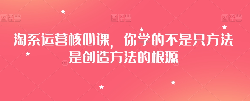 淘系运营核心课，你学的不是只方法是创造方法的根源网赚项目-副业赚钱-互联网创业-资源整合八方网创