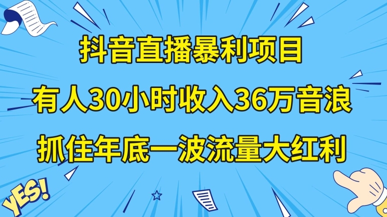 抖音直播暴利项目，有人30小时收入36万音浪，公司宣传片年会视频制作，抓住年底一波流量大红利【揭秘】网赚项目-副业赚钱-互联网创业-资源整合八方网创
