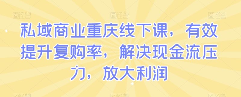 私域商业重庆线下课，有效提升复购率，解决现金流压力，放大利润网赚项目-副业赚钱-互联网创业-资源整合八方网创