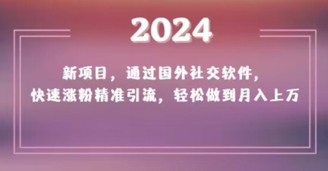 2024新项目，通过国外社交软件，快速涨粉精准引流，轻松做到月入上万【揭秘】网赚项目-副业赚钱-互联网创业-资源整合八方网创