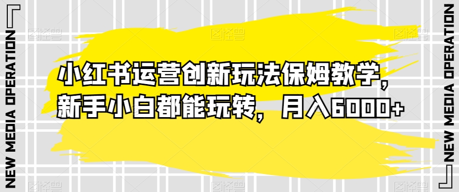小红书运营创新玩法保姆教学，新手小白都能玩转，月入6000+【揭秘】网赚项目-副业赚钱-互联网创业-资源整合八方网创