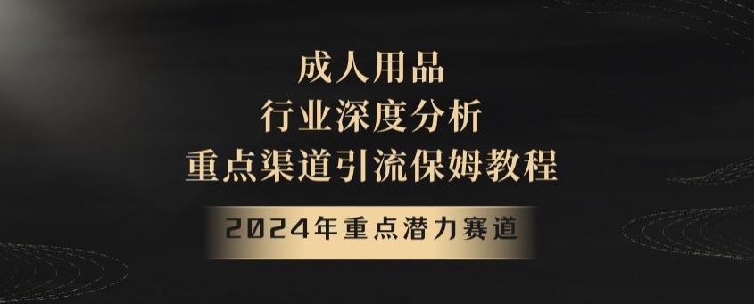 2024年重点潜力赛道，成人用品行业深度分析，重点渠道引流保姆教程【揭秘】网赚项目-副业赚钱-互联网创业-资源整合八方网创