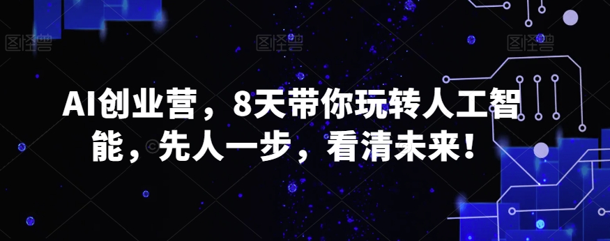AI创业营，8天带你玩转人工智能，先人一步，看清未来！网赚项目-副业赚钱-互联网创业-资源整合八方网创