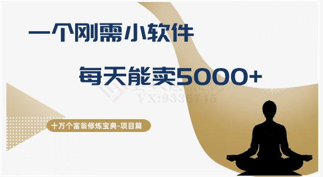 十万个富翁修炼宝典之17.一个刚需小软件，每天能卖5000+网赚项目-副业赚钱-互联网创业-资源整合八方网创