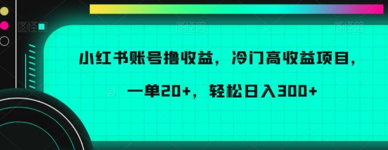 小红书账号撸收益，冷门高收益项目，一单20+，轻松日入300+网赚项目-副业赚钱-互联网创业-资源整合八方网创