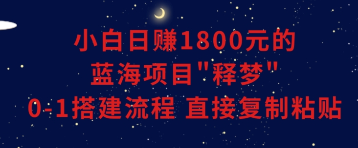 小白能日赚1800元的蓝海项目”释梦”0-1搭建流程可直接复制粘贴长期做网赚项目-副业赚钱-互联网创业-资源整合八方网创