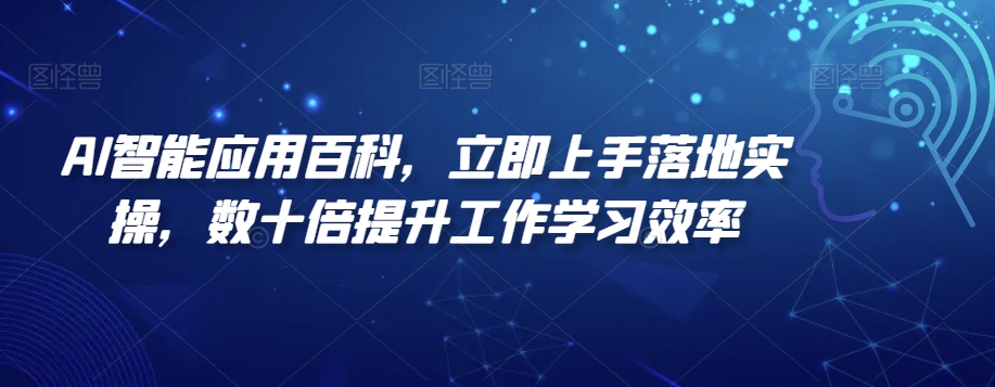 AI智能应用百科，​立即上手落地实操，数十倍提升工作学习效率网赚项目-副业赚钱-互联网创业-资源整合八方网创