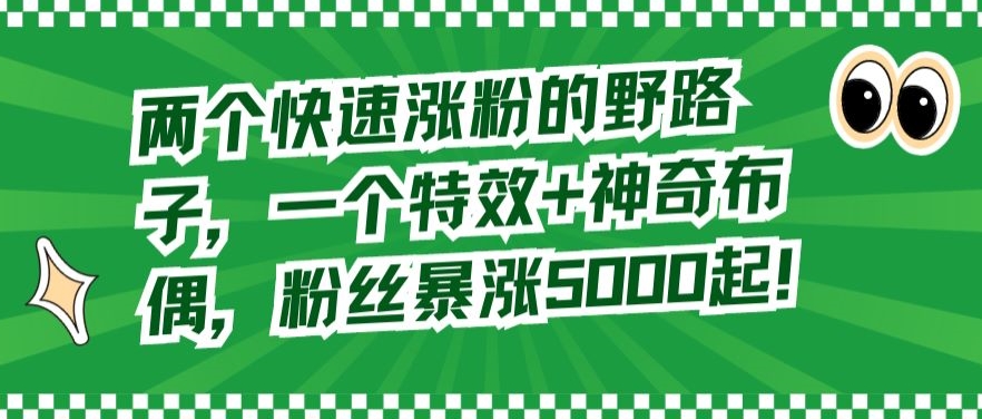 两个快速涨粉的野路子，一个特效+神奇布偶，粉丝暴涨5000起网赚项目-副业赚钱-互联网创业-资源整合八方网创