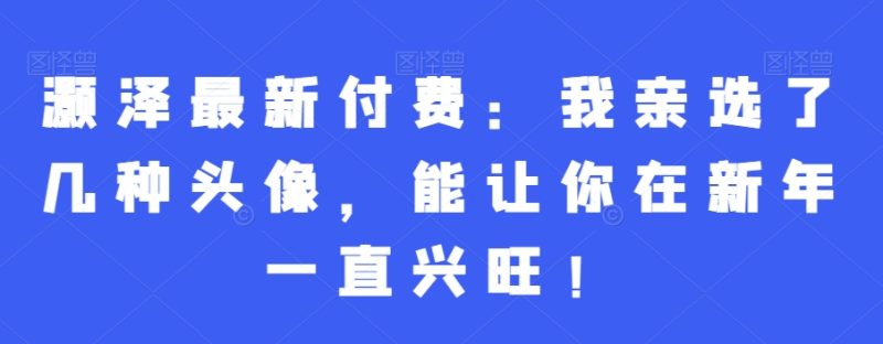 灏泽最新付费：我亲选了几种头像，能让你在新年一直兴旺！网赚项目-副业赚钱-互联网创业-资源整合八方网创