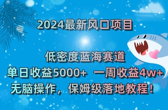 2024最新风口项目，低密度蓝海赛道，单日收益5000+，一周收益4w+！网赚项目-副业赚钱-互联网创业-资源整合八方网创