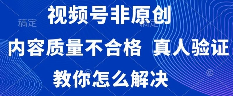 视频号非原创，内容质量不合格，真人验证，违规怎么解决网赚项目-副业赚钱-互联网创业-资源整合八方网创