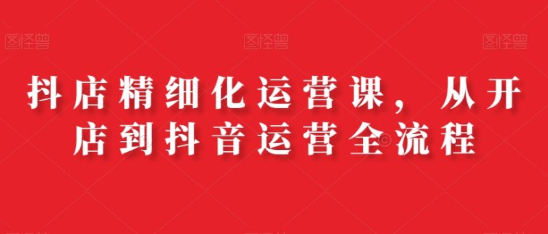抖店精细化运营课,从开店到抖音运营全流程网赚项目-副业赚钱-互联网创业-资源整合八方网创