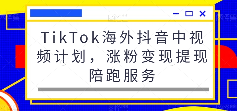 TikTok海外抖音中视频计划，涨粉变现提现陪跑服务网赚项目-副业赚钱-互联网创业-资源整合八方网创