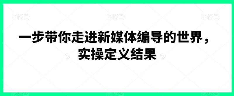 一步带你走进新媒体编导的世界，实操定义结果网赚项目-副业赚钱-互联网创业-资源整合八方网创