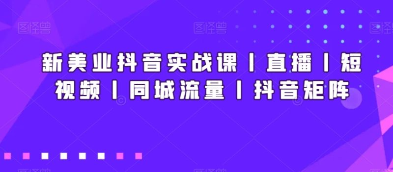 新美业抖音实战课丨直播丨短视频丨同城流量丨抖音矩阵网赚项目-副业赚钱-互联网创业-资源整合八方网创