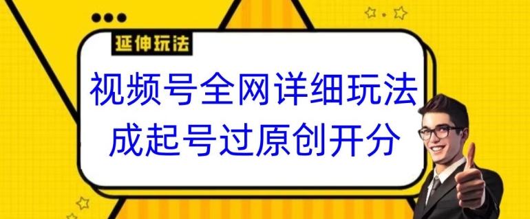 视频号全网最详细玩法，起号过原创开分成，单号日入300+网赚项目-副业赚钱-互联网创业-资源整合八方网创