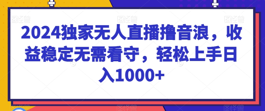 2024独家无人直播撸音浪，收益稳定无需看守，轻松上手日入1000+网赚项目-副业赚钱-互联网创业-资源整合八方网创