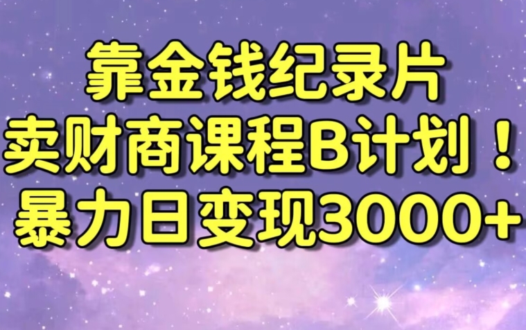 财经纪录片联合财商课程的变现策略，暴力日变现3000+，喂饭级别教学网赚项目-副业赚钱-互联网创业-资源整合八方网创