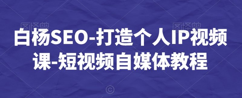 白杨SEO-打造个人IP视频课-短视频自媒体教程网赚项目-副业赚钱-互联网创业-资源整合八方网创