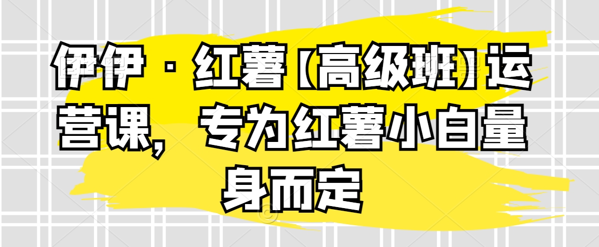 伊伊·红薯【高级班】运营课，专为红薯小白量身而定网赚项目-副业赚钱-互联网创业-资源整合八方网创