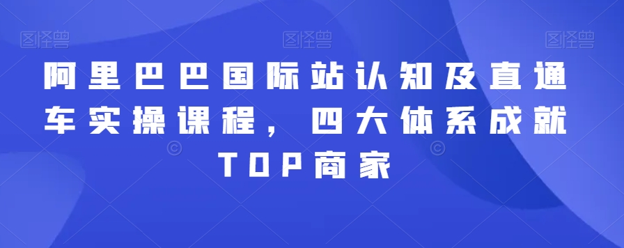 阿里巴巴国际站认知及直通车实操课程，四大体系成就TOP商家网赚项目-副业赚钱-互联网创业-资源整合八方网创