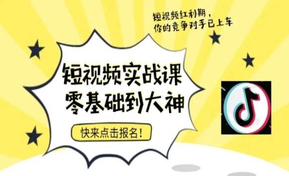 短视频零基础落地实操训练营，短视频实战课零基础到大神网赚项目-副业赚钱-互联网创业-资源整合八方网创
