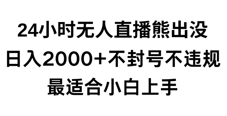 快手24小时无人直播熊出没，不封直播间，不违规，日入2000+，最适合小白上手，保姆式教学网赚项目-副业赚钱-互联网创业-资源整合八方网创