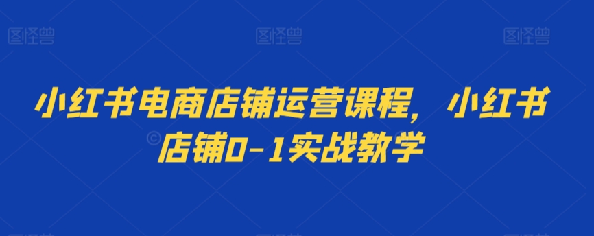 小红书电商店铺运营课程，小红书店铺0-1实战教学网赚项目-副业赚钱-互联网创业-资源整合八方网创