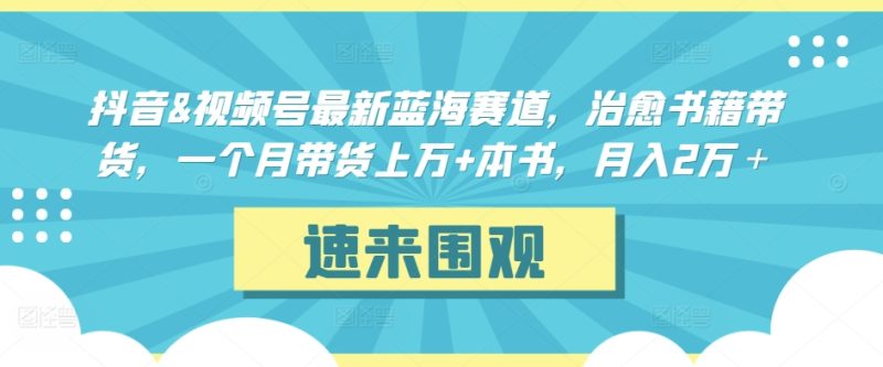 抖音&视频号最新蓝海赛道,治愈书籍带货,一个月带货上万+本书,月入2万+网赚项目-副业赚钱-互联网创业-资源整合八方网创