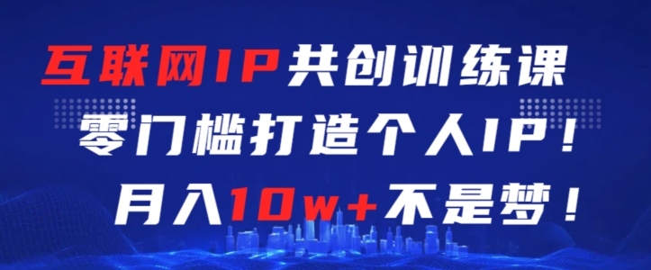 互联网IP共创训练课，零门槛零基础打造个人IP，月入10w+不是梦网赚项目-副业赚钱-互联网创业-资源整合八方网创