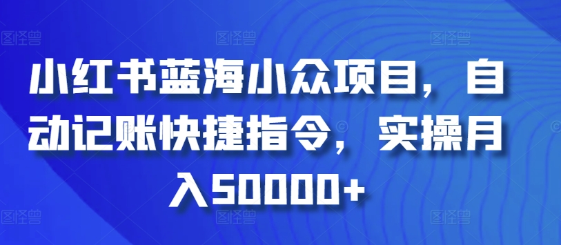 小红书蓝海小众项目，自动记账快捷指令，实操月入50000+网赚项目-副业赚钱-互联网创业-资源整合八方网创