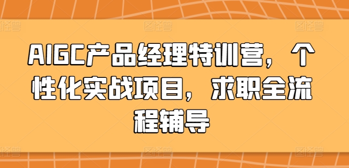 AIGC产品经理特训营，个性化实战项目，求职全流程辅导网赚项目-副业赚钱-互联网创业-资源整合八方网创