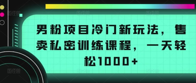 男粉项目冷门新玩法,售卖私密训练课程,一天轻松1000+网赚项目-副业赚钱-互联网创业-资源整合八方网创