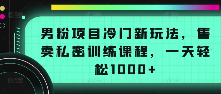 男粉项目冷门新玩法，售卖私密训练课程，一天轻松1000+网赚项目-副业赚钱-互联网创业-资源整合八方网创