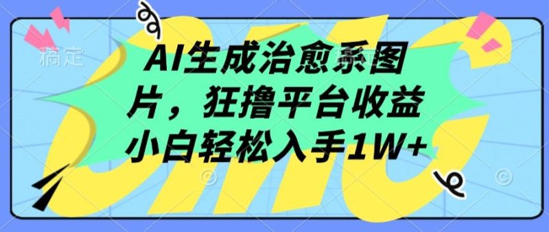 AI生成治愈系图片，狂撸平台收益，小白轻松入手1W+网赚项目-副业赚钱-互联网创业-资源整合八方网创