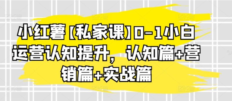 小红薯【私家课】0-1小白运营认知提升，认知篇+营销篇+实战篇网赚项目-副业赚钱-互联网创业-资源整合八方网创