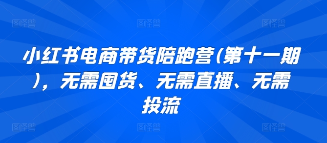 小红书电商带货陪跑营(第十一期)，无需囤货、无需直播、无需投流网赚项目-副业赚钱-互联网创业-资源整合八方网创