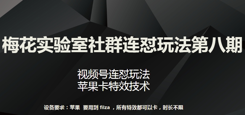 梅花实验室社群连怼玩法第八期，视频号连怼玩法 苹果卡特效技术网赚项目-副业赚钱-互联网创业-资源整合八方网创