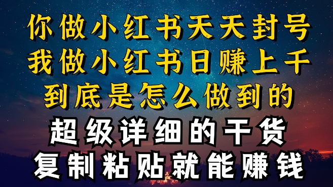 都知道小红书能引流私域变现，可为什么我能一天引流几十人变现上千，但你却频频封号违规被限流网赚项目-副业赚钱-互联网创业-资源整合八方网创