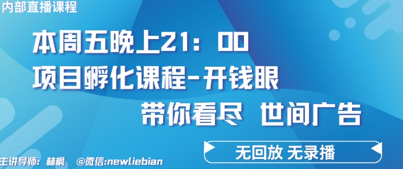 4.26日内部回放课程《项目孵化-开钱眼》赚钱的底层逻辑网赚项目-副业赚钱-互联网创业-资源整合八方网创