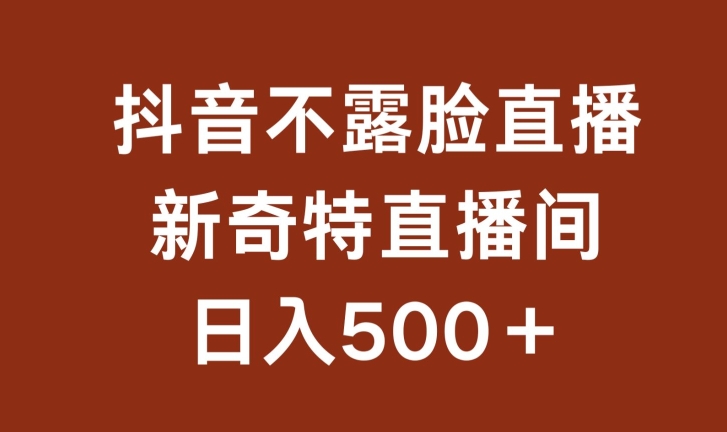 不露脸挂机直播，新奇特直播间，日入500+网赚项目-副业赚钱-互联网创业-资源整合八方网创