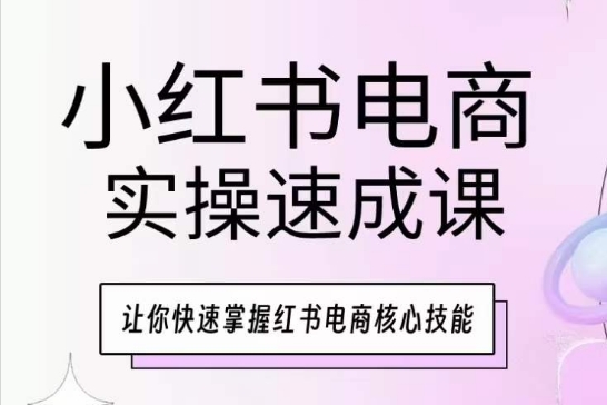小红书电商实操速成课，让你快速掌握红书电商核心技能网赚项目-副业赚钱-互联网创业-资源整合八方网创