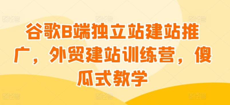 谷歌B端独立站建站推广，外贸建站训练营，傻瓜式教学网赚项目-副业赚钱-互联网创业-资源整合八方网创
