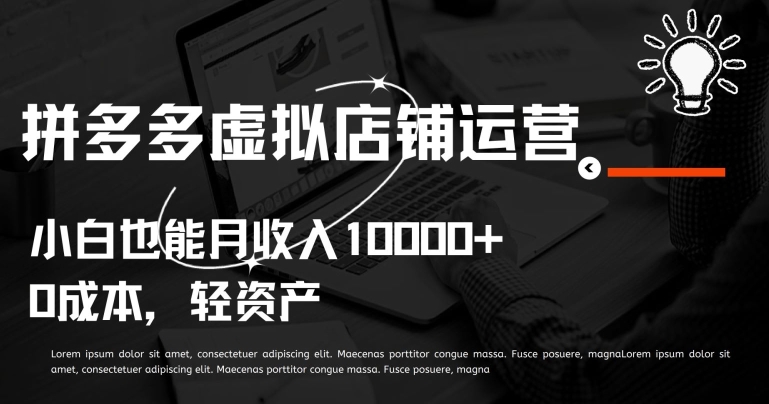 拼多多虚拟店铺运营小白也能月收入10000+网赚项目-副业赚钱-互联网创业-资源整合八方网创