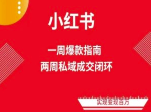 爆款小红书免费流量体系课程(两周变现)，小红书电商教程网赚项目-副业赚钱-互联网创业-资源整合八方网创