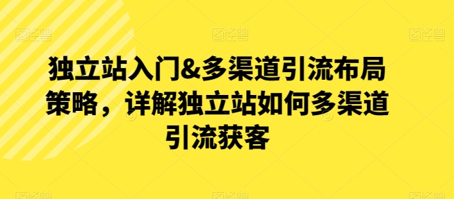 独立站入门&多渠道引流布局策略，详解独立站如何多渠道引流获客网赚项目-副业赚钱-互联网创业-资源整合八方网创