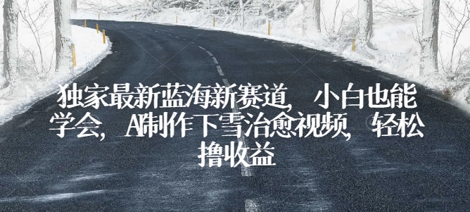 独家最新蓝海新赛道，小白也能学会，AI制作下雪治愈视频，轻松撸收益网赚项目-副业赚钱-互联网创业-资源整合八方网创