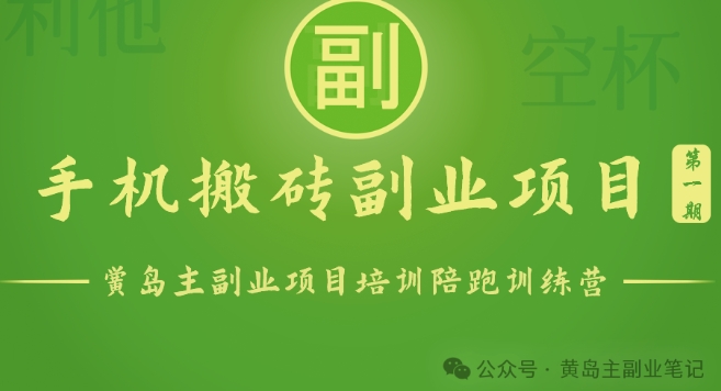 手机搬砖小副业项目训练营1.0，实测1小时收益50+，一部手机轻松日入100+网赚项目-副业赚钱-互联网创业-资源整合八方网创
