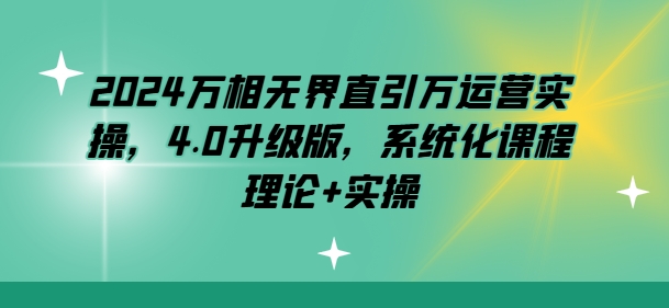 2024万相无界直引万运营实操，4.0升级版，系统化课程 理论+实操网赚项目-副业赚钱-互联网创业-资源整合八方网创